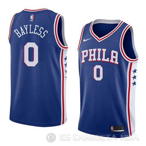 Camiseta Jerryd Bayless #0 Philadelphia 76ers Icon 2018 Azul - Haga un click en la imagen para cerrar